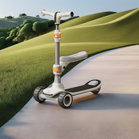 Trottinette pour enfants Custom DomeRide 3-en-1 avec siège, design pliable, cadre en aluminium, roues en PU, utilisation en extérieur