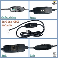 Prise GFCI portable RIFENG 15 ampères à réinitialisation automatique, 3 broches 5-15P & ETL IP54, protection contre les fuites en ligne