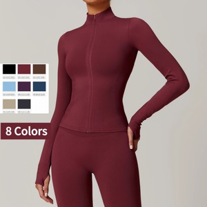 Fitness vêtements <span class=keywords><strong>de</strong></span> <span class=keywords><strong>sport</strong></span> pour femmes Yoga femmes veste à glissière respirant mince peau vestes manteau <span class=keywords><strong>de</strong></span> gymnastique - Product Image 1
