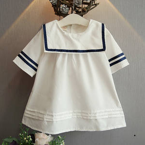 Camisetas de Verano para Niñas, Estilo Marinero, Color Sólido, Holgadas, al por Mayor - Product Image 1