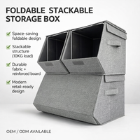 Boîte de rangement pliable et empilable pour vêtements avec couvercle rabattable pour la literie et la cuisine