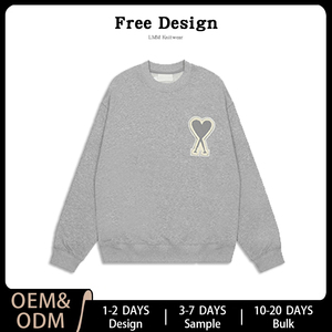 <span class=keywords><strong>Felpa</strong></span> Girocollo a Maniche Lunghe AMI Nuova <span class=keywords><strong>con</strong></span> Etichette, Distintivo a <span class=keywords><strong>Cuore</strong></span> Grande, Unisex, 100% Cotone, Autunno Inverno, Logo Personalizzabile Disponibile - Product Image 4