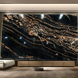 Luxuoso brasileiro natural moderno translúcido magma ouro granito laje interior sotaque parede decoração polido mármore preto pedra grande - Product Image 4