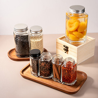 Pot à épices carré en verre transparent de 10 oz avec couvercle métallique, idéal pour les noix, les légumineuses, les herbes et les assaisonnements – Fournisseur d'usine