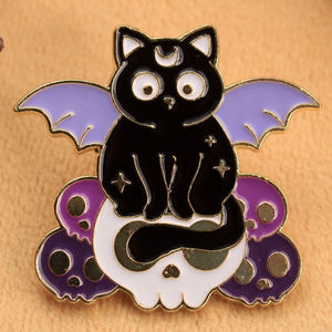 เข็มกลัดเคลือบรูปค้างคาว-แมวสุดเท่สำหรับคนรักแบบกอธิคและแมวเหมาะอย่างยิ่งสำหรับการเพิ่มบรรยากาศสุดล้ำ - Product Image 1