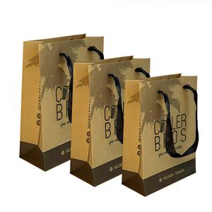 Custom logo Biodegradable Kraft Paper Material for Food Shopping Bag Includes Handle Suitable for Restaurants Shopping Malls - Product Image 1