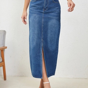 Wholesale Summer New Fashionable High Waist Casual Retro Denim Women's Half Skirt <b>Jeans</b> Skirt Women Denim - Product Image 2