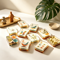 Tuiles de mahjong en acrylique de qualité supérieure à 4 couches, design rétro atomique, 160 pièces, accessoires de jeu de mahjong américain