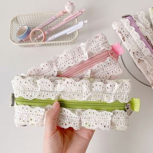 Simple Cosmetic Storage Bags Student Women School Office <b>Makeup</b> Lace Pencil Case Pouch - Product Image 6