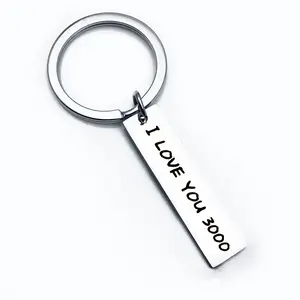 Custom promotional Logo I Love You 3000 Funny Keychain Valentine's Day gift Couple Stainless steel metal I Love You key chains