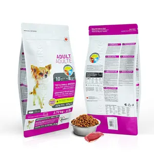 Custom Aluminum Foil Pet Dog Food Packaging Bag with Side Gusset 1kg to 25kg Sizes Digital Printing Surface Handling