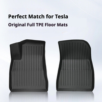 Tapis de sol de voiture en caoutchouc TPE imperméable pour Tesla Model Y & 3 Ensemble complet de 3 pièces avec motif en tissu à motifs croisés aiguilleté Épaisseur 10 mm