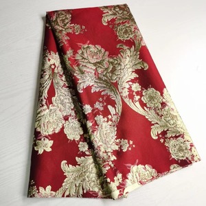 グリーン花画デザインポリエステル金属ジャカードブロケードパーティー布ジャカード生地 - Product Image 2