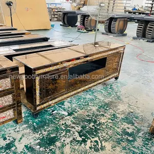 Foshan factory cheap price popular TV cabinet simple gold color MDF TV stand for living room