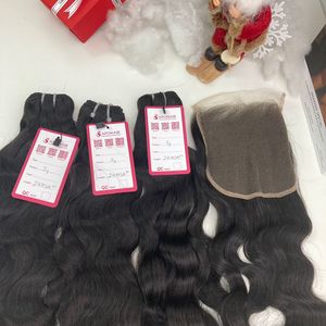 Natural Hair Extensions Bundles Raw Virgin Cuticle Aligned Vietnamese Hair Virgin <b>Body</b> <b>Wave</b> With HD 5*5 Closure - Product Image 6