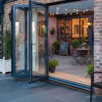 Porte pliante en alliage d'aluminium de style minimaliste moderne, double vitrage trempé pour usage extérieur, isolation thermique, étanche, balcon