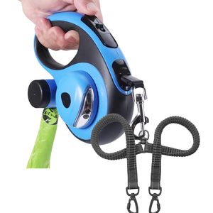 Correa de perro doble giratoria de 360 grados de alta calidad con cuerda elástica reflectante y sistema de freno de bloqueo rápido - Product Image 5