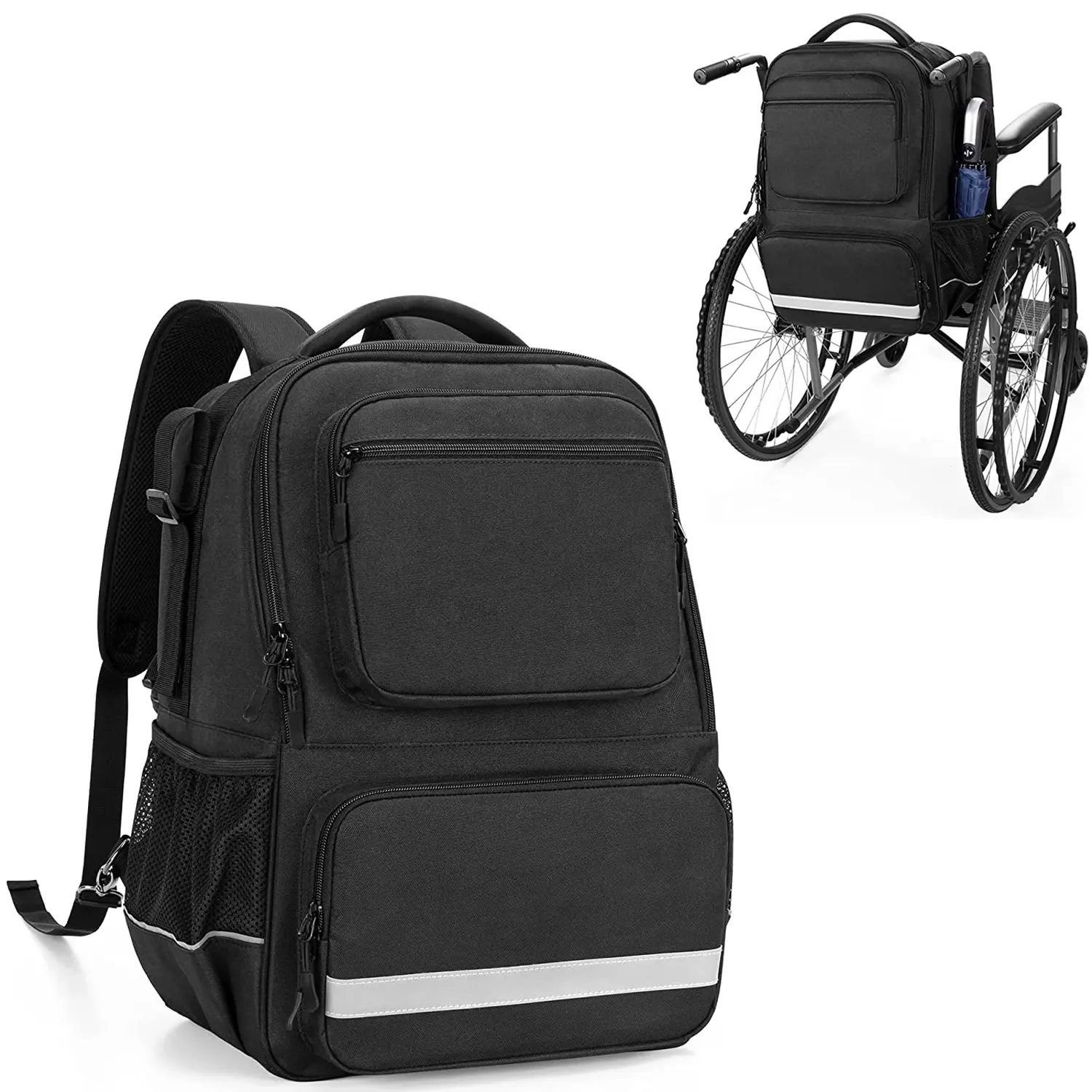 Sac à dos pour fauteuil roulant, avec pochette d'isolation thermique, rangement des médicaments, pour automobile