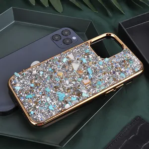 Роскошный блестящий чехол премиум класса 2 в 1 с бриллиантами, блестящий камень, чехол для телефона iPhone 12, ударопрочный чехол для телефона в стиле девушки