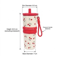 Vaso Térmico Personalizado de Acero Inoxidable 304 de 24oz con Aislamiento al Vacío, Boca Ancha, Diseño de Dibujos Animados, Lindo, Portátil, con Tapa y Popote para Viajes