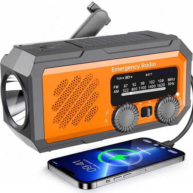 Portable Emergency Weather Radio Am fm Solar Hand Crank Radio Power Bank with Flashlight