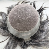 Prothèse capillaire pour homme 8x10 de qualité professionnelle, base en PU, peau fine, dentelle mono, cheveux humains, ondulation naturelle, gris poivre et sel, remplacement capillaire