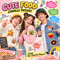 Cœur en feutre non tissé brodé en chenille thermocollant en PVC écologique, personnalisable pour biscuits, pizzas, chips, pop-corn