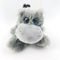 Peluche Hippopotame Gris à Grands Yeux de 15 cm, Jouet en Peluche Flopsy Allongé, Poupée Hippopotame Douce pour Enfants, Cadeau