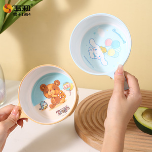 Wuhe Childrens Melamine Bowl Single Handle Cartoon Design For Kids Dining - Product Image 4