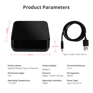 Télécommande infrarouge intelligente Zemismart Tuya Zigbee IR Blaster alimentée par USB-C pour climatiseur, téléviseur, ventilateur, compatible avec <span class=keywords><strong>Homekit</strong></span> et Google Home - Product Image 6