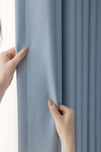 Tela de cortinas de poliéster de lujo de Color azul opaco alto de estilo moderno para sala de estar, ventanas de dormitorio de Hotel - Product Image 2