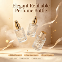 Vente en gros de flacons pulvérisateurs en verre à rayures verticales de luxe personnalisés avec logo personnalisé de 30 ml pour flacon de parfum personnalisé