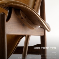 Fauteuil de direction italien, chef-d'œuvre nordique, en bois massif et cuir, pour une personne, salon, balcon, style antique rétro