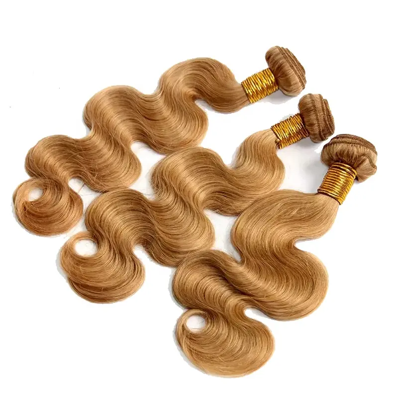 Color 27 Honey Blonde Brazilian Body Wave Hair 100% Human Hair Bundles Remy Hair Weft