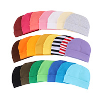 Gorro de Bebé Recién Nacido de Color Sólido con Puño, Gorro Básico de Punto Redondo de Algodón para Otoño e Invierno
