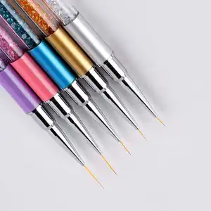 7/9/11/15/18mm Professional Rhinestone Handle Nail Art Pen Drawing UV Gel Polish Painting Nail Art Liner Brushes for DIY Design