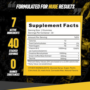 Suppléments de soins de santé pré-entraînement Gummies Supplément gommeux énergisant pilules de pré-entraînement avec créatine - Product Image 2