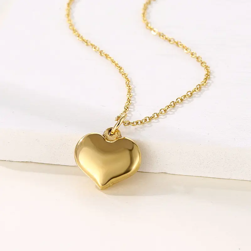 Stainless Steel Pendant 18k Gold Heart Necklace Women's Simple Small Design Collar Chain Titanium Steel Colorless Necklace