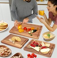 Planche à découper en bois multifonction personnalisée populaire avec poignées - Bois de chêne de 0,4 cm d'épaisseur pour viande, fromage, légumes et fruits