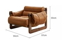Fauteuil inclinable vintage en cuir huilé et éponge, style rétro en bois massif, fauteuil d'appoint de luxe pour hôtel et villa