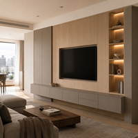 Mueble de TV Moderno y Minimalista Personalizado con Gabinete de Almacenamiento Inferior y Almacenamiento Flotante con Soporte para TV