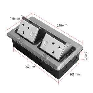 Tomada de Chão Padrão Europeu com 4 Saídas, Prata, 10-15A, Aço Inoxidável, Tipo Pop-Up, Plugue de Chão Duplo Estilo Alemão 120 - Product Image 1