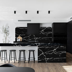 TMZ Design Moderne ODM OEM Pierre Artificielle Quartz Blanc Poli 5090 Calacatta Nero Comptoirs de Cuisine et Plateaux de Table pour Hôtels - Product Image 6