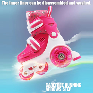 Jumon Flash Skating Shoes Kids Beginner Roller Skating Shoes Set Children Skates with Kneepad Elbow Pads Helmet Barrier <b>Backpack</b> - Product Image 3