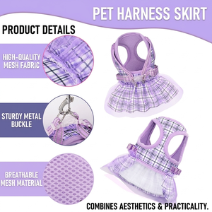 Arnés <span class=keywords><strong>de</strong></span> Lujo para Mascotas, Diseño Británico a Cuadros, Chaleco <span class=keywords><strong>de</strong></span> Malla para Cachorros, Ropa Elegante para <span class=keywords><strong>Perros</strong></span> con Anillo en D para Razas Pequeñas y Medianas - Product Image 2