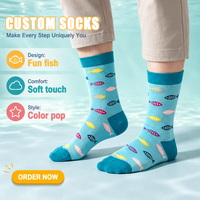 Chaussettes unisexes en coton, style streetwear, motif jacquard poisson tropical, amusantes, pour homme