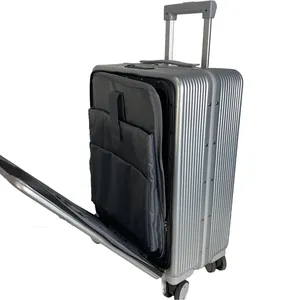 new fashion lightweight pc luggage trolley suitcase 18 20 inch aluminum frame travel luggage with laptop bag