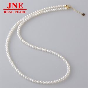 Natürliche Perlenkette Kleine Perlen 18K Gold-Verschluss Perlenkette Muttertagsgeschenk für Ältere - Product Image 3