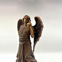 Statue d'ange religieuse catholique en bronze fini, figurine de l'archange Raguel en résine, sculpture de l'archange Raguel