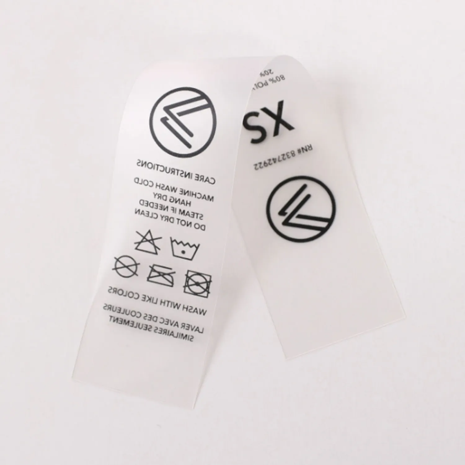 Custom garment accessories soften wash tags wash label transparent care label